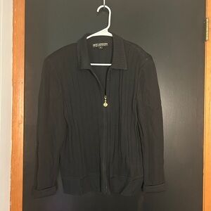 St. John Black Bomber Jacket Classic Style